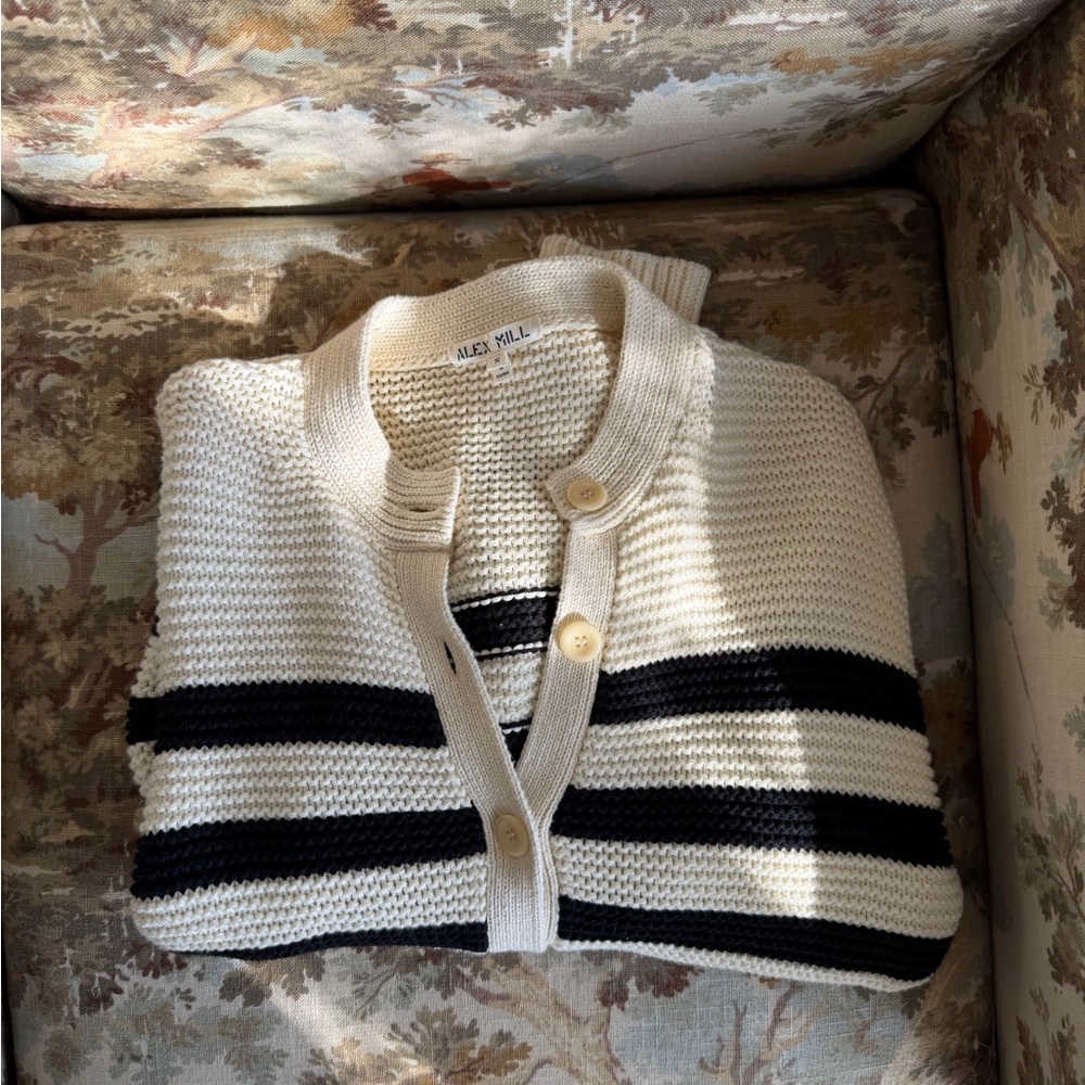 Alex Mill Cardigan in Cream and Black - Picture 2 of 3